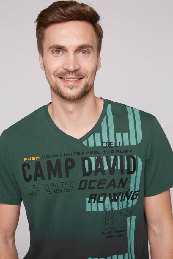 Soccx V-Shirt Dip Dye mit Label Print dark green M Riesige Rabatte