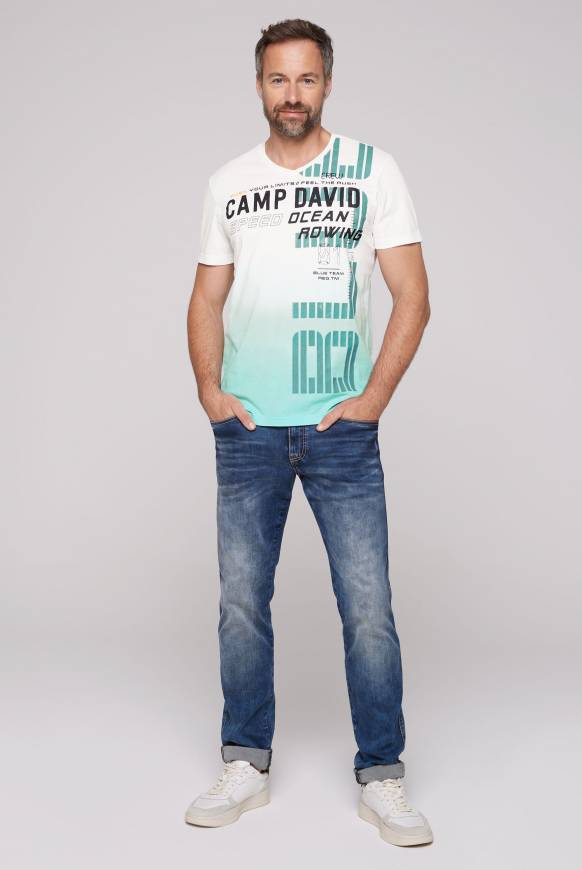 Soccx V-Shirt Dip Dye mit Label Print ivory M 50% Rabatt mit kostenlosem Versand