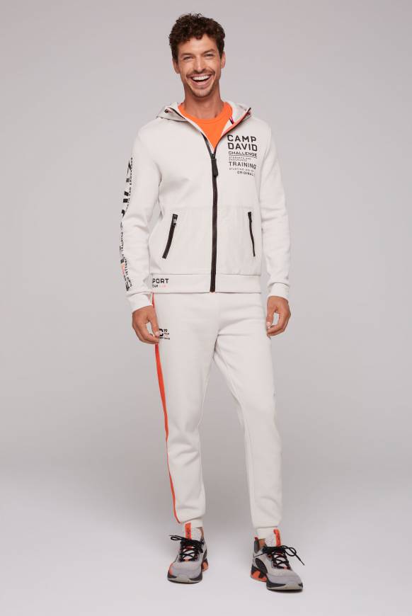 Soccx Kapuzensweatjacke im Materialmix mit Rubber Prints shell 50% Rabatt für begrenzte Zeit