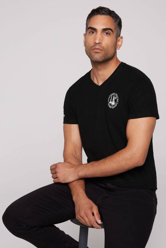 Soccx V-Shirt mit kleinen Rubber Prints black Rabatt