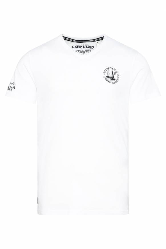 Soccx V-Shirt mit kleinen Rubber Prints opticwhite Versandkostenfrei