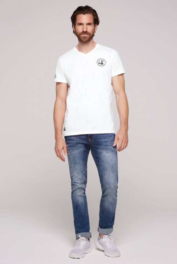 Soccx V-Shirt mit kleinen Rubber Prints opticwhite Versandkostenfrei