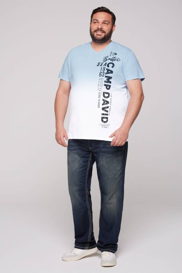 Soccx T-Shirt Dip Dye mit senkrechtem Logo Artwork summer blue Flash Sale