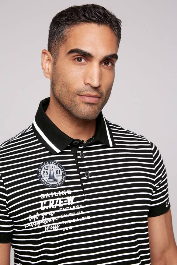 Soccx Streifen-Polo mit Logo Details black Preisnachlass
