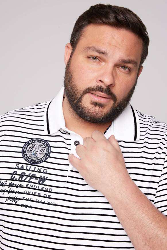 Soccx Streifen-Polo mit Logo Details opticwhite Saisonschlussverkauf