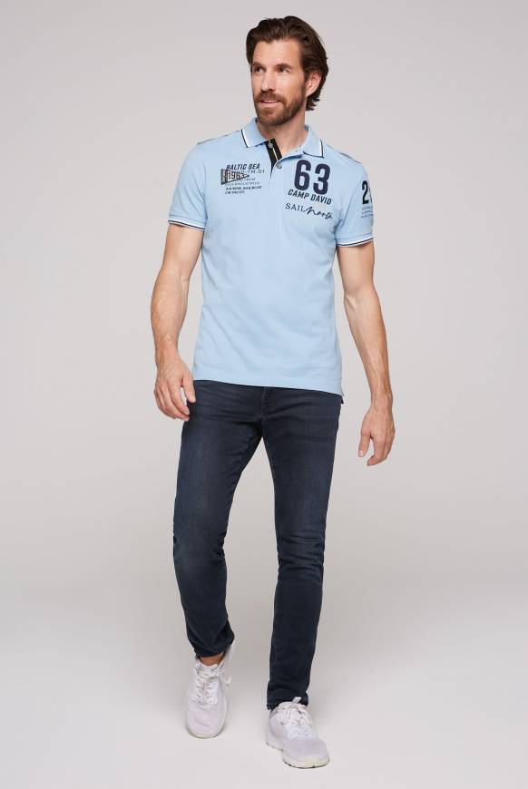 Soccx Kurzarmpolo Pikee mit Logo Artworks summer blue Cyber Monday