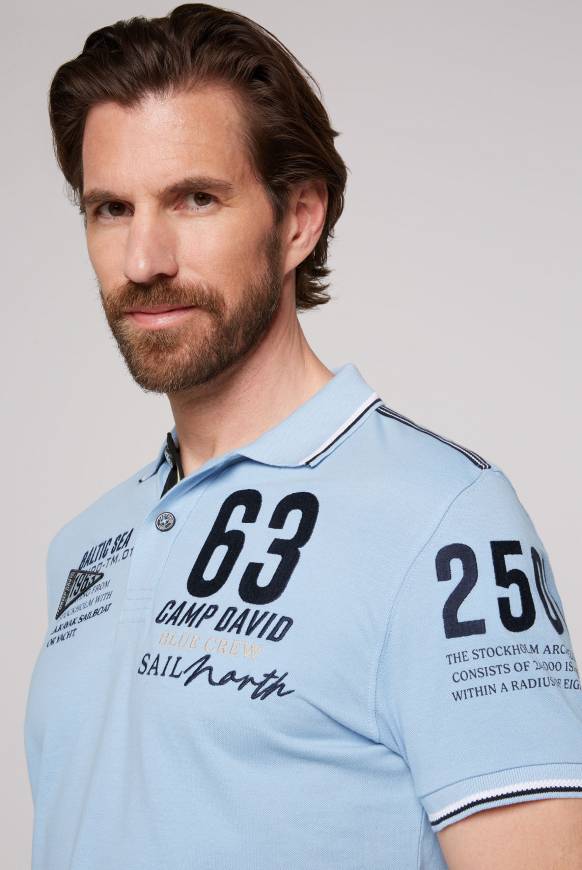 Soccx Kurzarmpolo Pikee mit Logo Artworks summer blue Cyber Monday