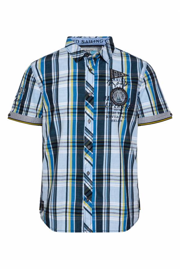 Soccx Karohemd mit kleineren Artworks summer blue Muttertagsangebot