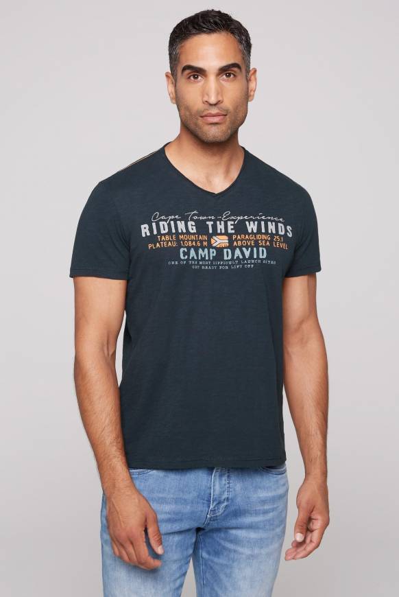 Soccx V-Shirt mit Flockprint blue navy Top Angebot