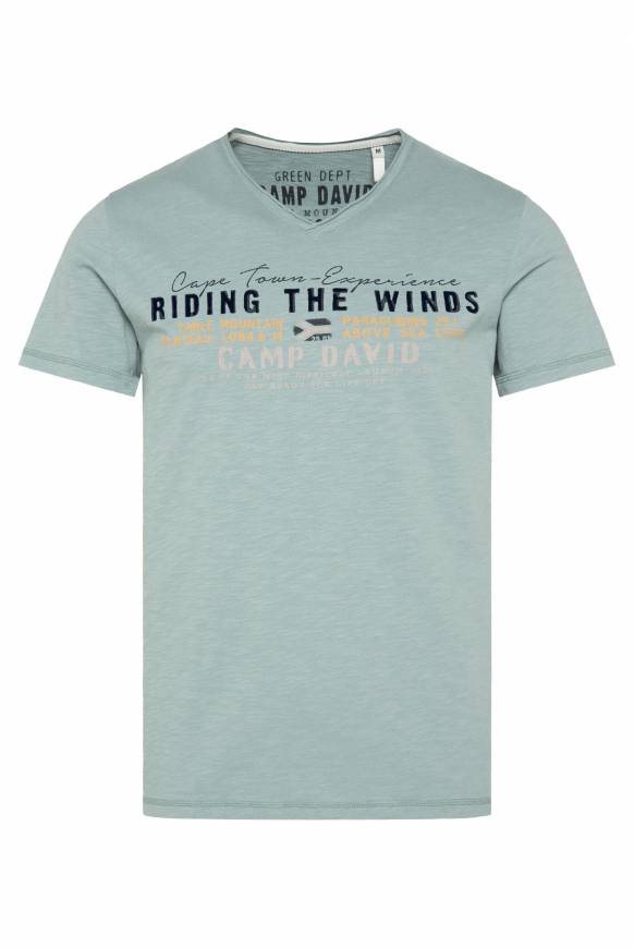 Soccx V-Shirt mit Flockprint teal Neueste Mode