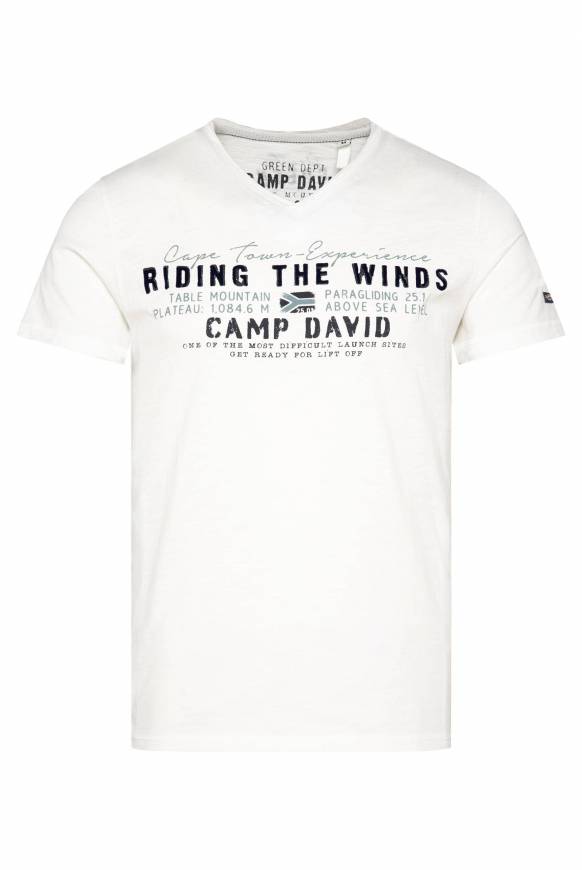 Soccx V-Shirt mit Flockprint ivory Online Outlet