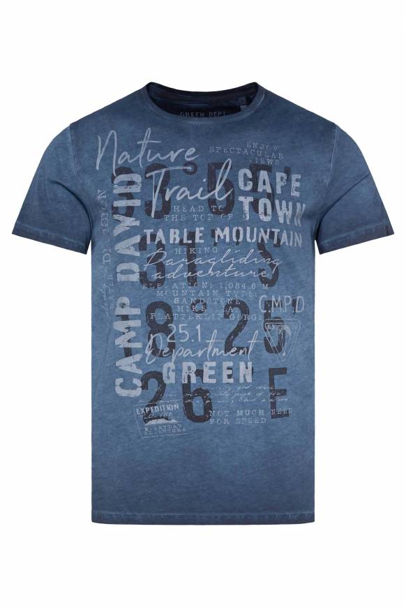 Soccx Rundhalsshirt Oil Dyed mit Label Print blue navy Zeitlich begrenztes Angebot
