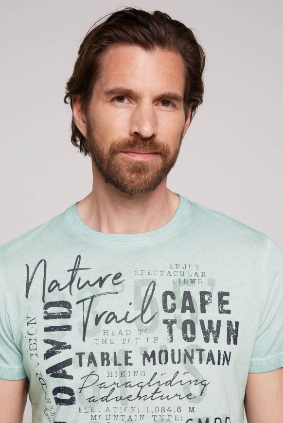 Soccx Rundhalsshirt Oil Dyed mit Label Print teal Exklusive Angebote