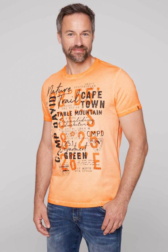 Soccx Rundhalsshirt Oil Dyed mit Label Print sunrise orange Blitzangebot