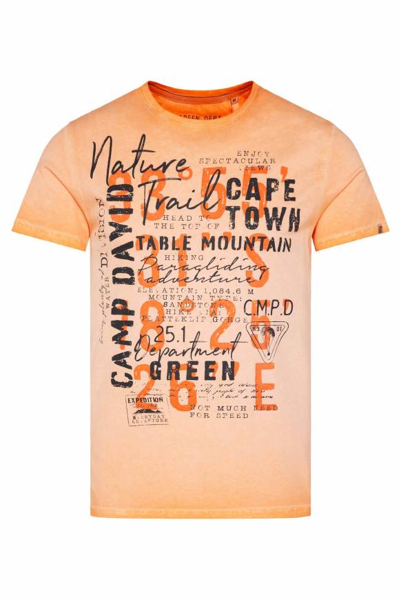 Soccx Rundhalsshirt Oil Dyed mit Label Print sunrise orange Blitzangebot