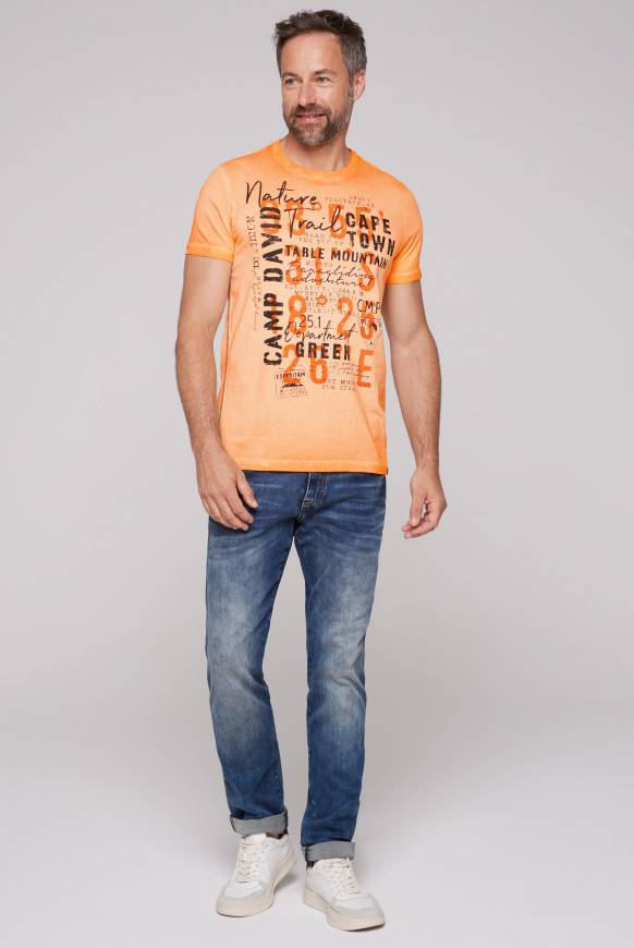 Soccx Rundhalsshirt Oil Dyed mit Label Print sunrise orange Blitzangebot
