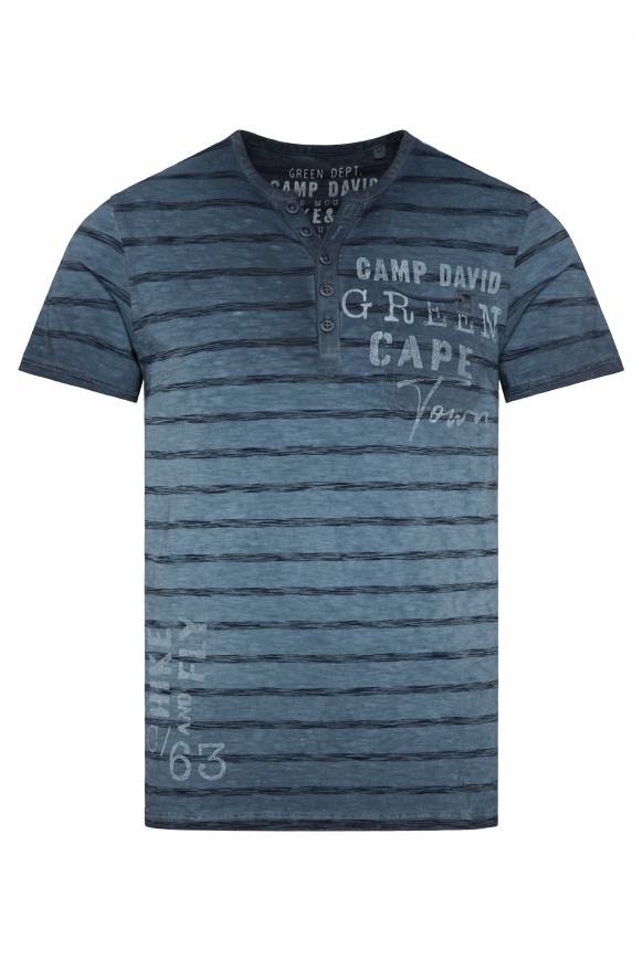 Soccx Gestreiftes Henley-Shirt mit Brusttasche blue navy Große Rabatte