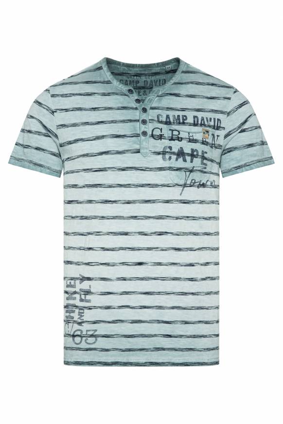 Soccx Gestreiftes Henley-Shirt mit Brusttasche teal Neuheiten