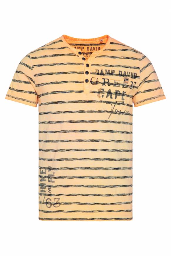 Soccx Gestreiftes Henley-Shirt mit Brusttasche sunrise orange Bestseller