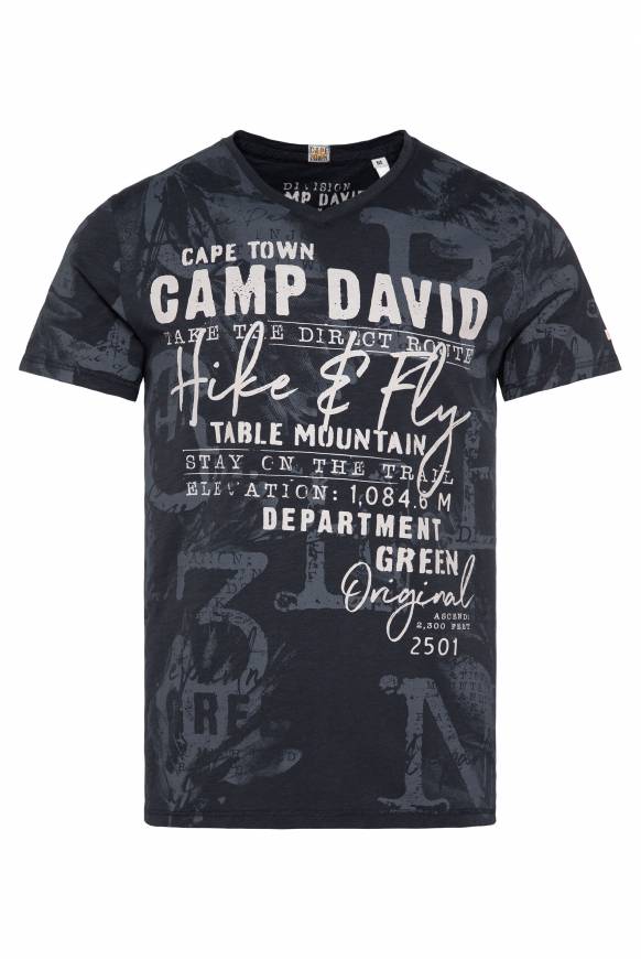 Soccx T-Shirt V-Neck mit All Over Print blue navy Kauf eins, bekomm eins gratis