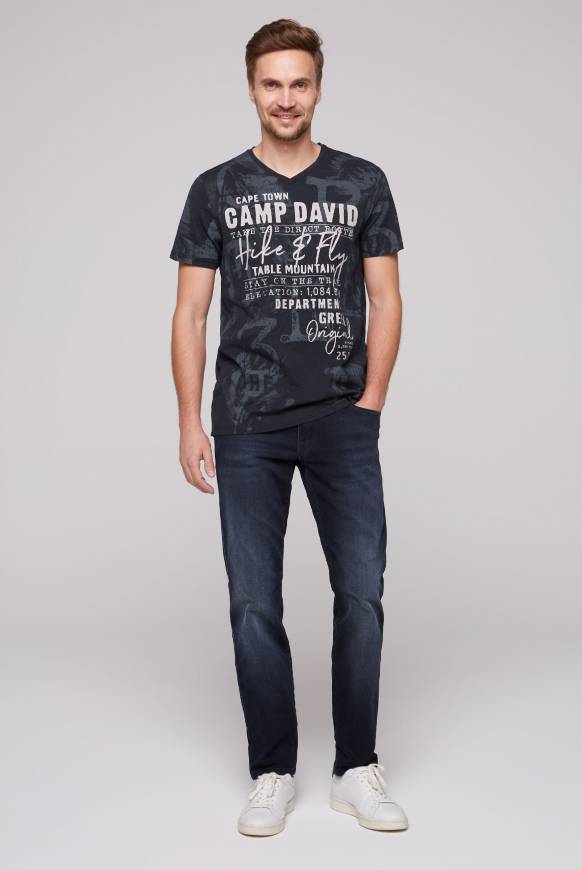 Soccx T-Shirt V-Neck mit All Over Print blue navy Kauf eins, bekomm eins gratis