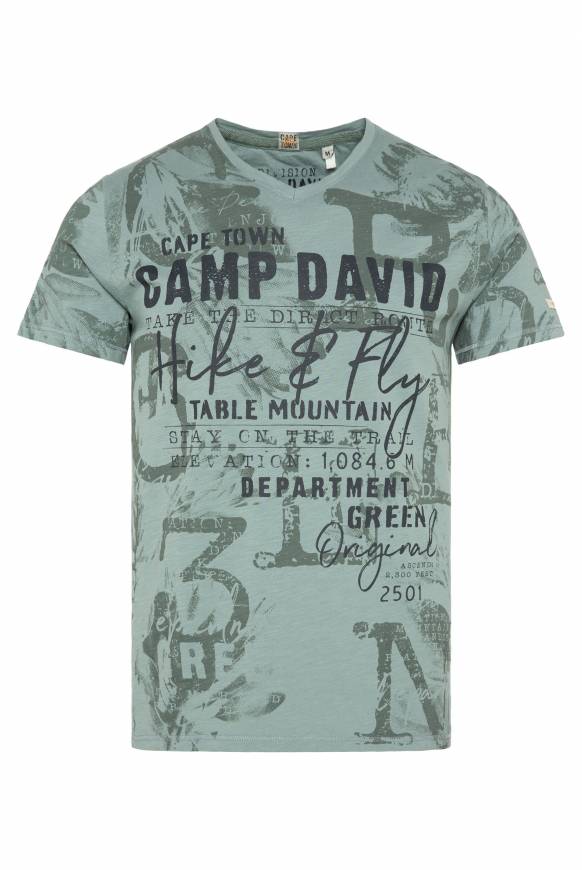 Soccx T-Shirt V-Neck mit All Over Print teal Tägliche Deals