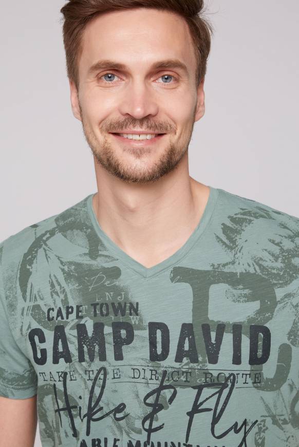 Soccx T-Shirt V-Neck mit All Over Print teal Tägliche Deals