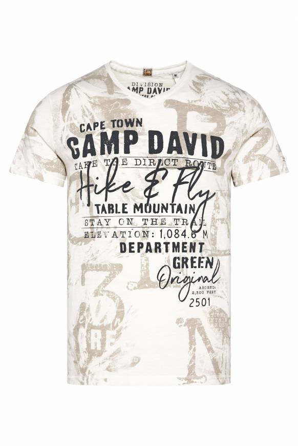 Soccx T-Shirt V-Neck mit All Over Print ivory Sonderangebote