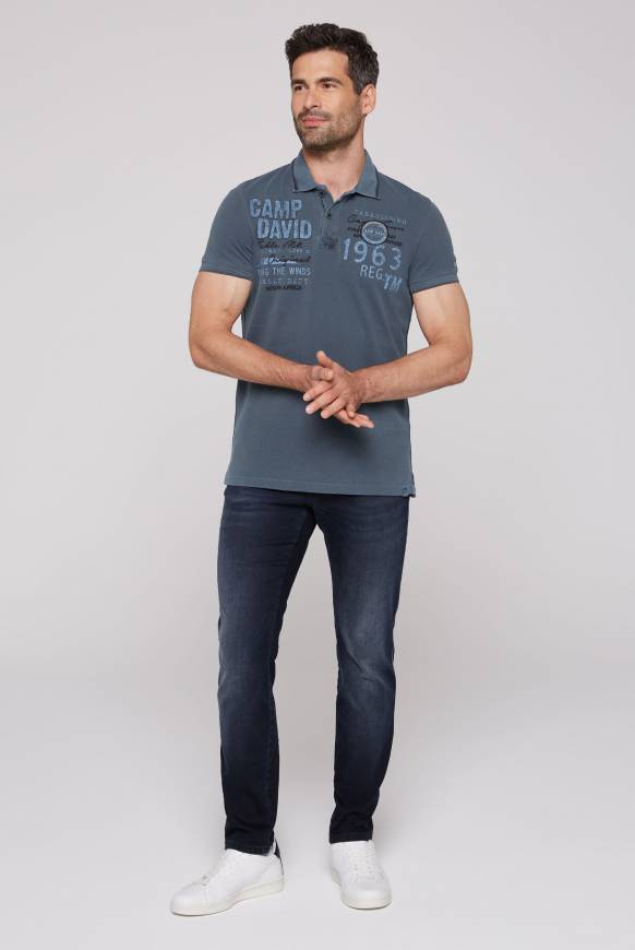 Soccx Pikee-Polo mit Logo-Applikationen blue navy Riesige Ersparnisse