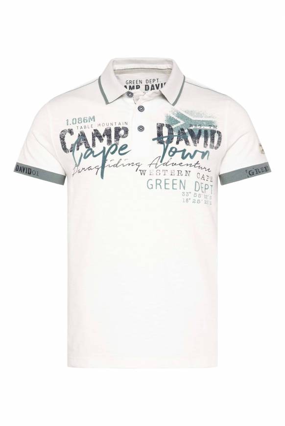Soccx Kurzarmpolo mit Flockprint und Tapes ivory Wochenangebot