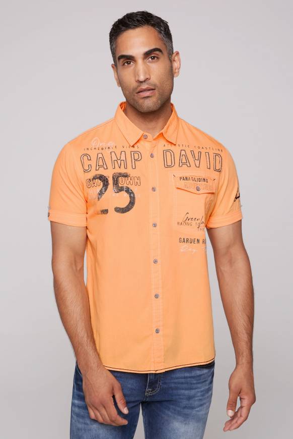 Soccx Kurzarmhemd mit Logo-Applikationen sunrise orange Letzte 3 Tage