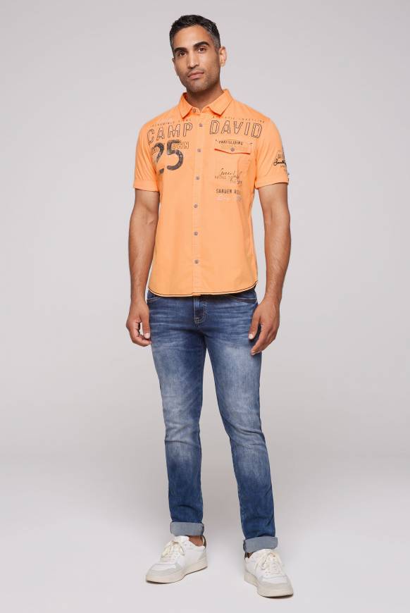 Soccx Kurzarmhemd mit Logo-Applikationen sunrise orange Letzte 3 Tage