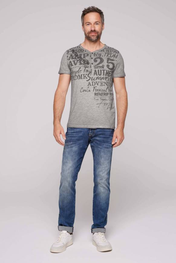 Soccx Henley-Shirt mit Artwork im Used Look shadow M Letzte 2 Tage
