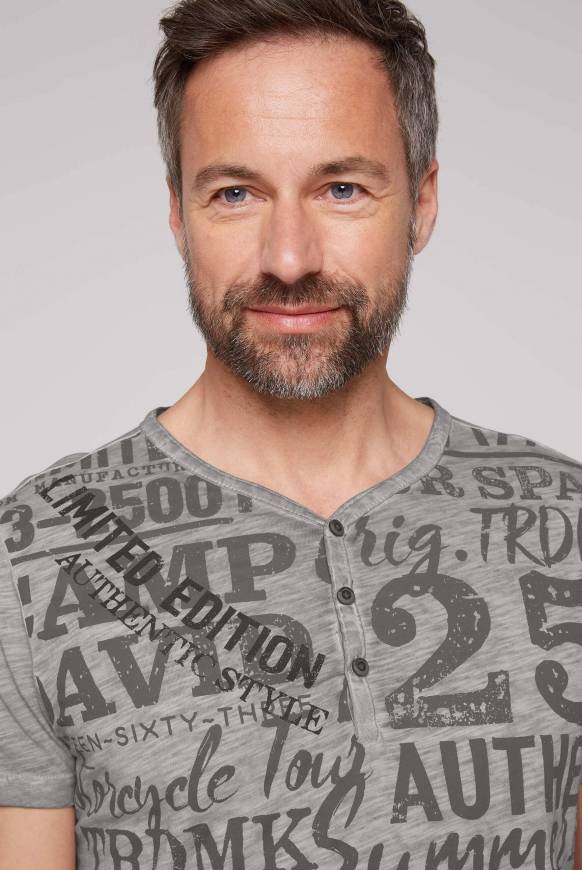 Soccx Henley-Shirt mit Artwork im Used Look shadow M Letzte 2 Tage