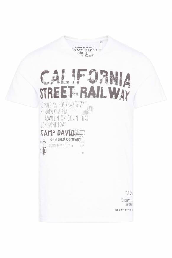 Soccx T-Shirt mit V-Neck und Vintage Print opticwhite Bis zu 55% Rabatt
