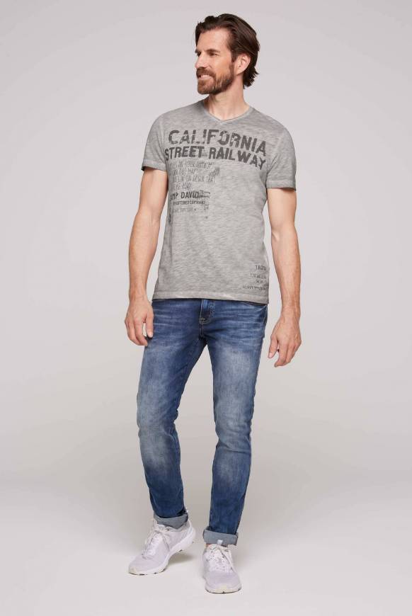 Soccx T-Shirt mit V-Neck im Vintage Style shadow M Discount Store für neue Produkte
