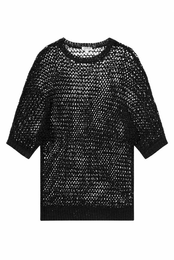 Soccx Kurzarm-Pullover aus Strukturgarn black Riesige Rabatte