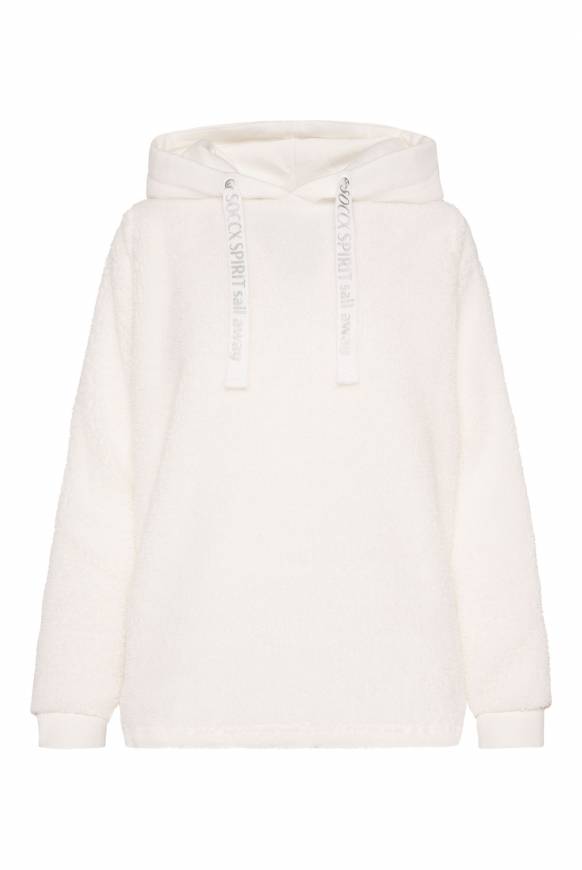 Soccx Hoodie aus Teddyplüsch mit Sweatkapuze ivory Clearance-Verkauf
