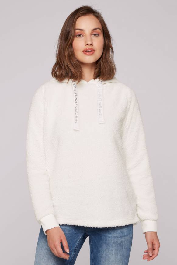 Soccx Hoodie aus Teddyplüsch mit Sweatkapuze ivory Clearance-Verkauf