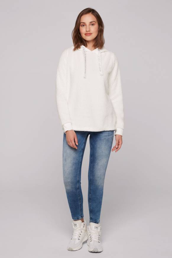 Soccx Hoodie aus Teddyplüsch mit Sweatkapuze ivory Clearance-Verkauf