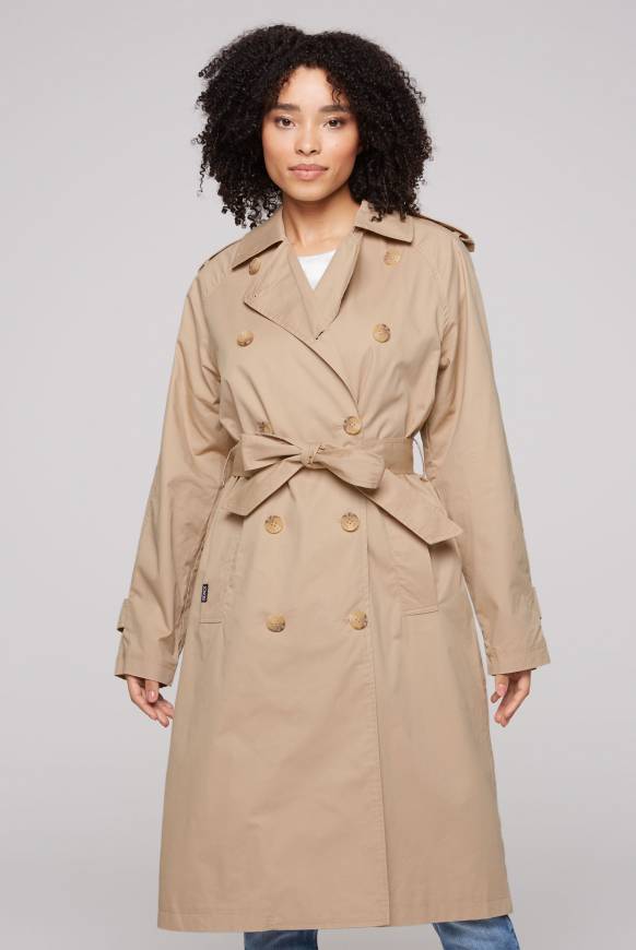 Soccx Trenchcoat mit Bindegürtel dark stone beige Speichern exportieren