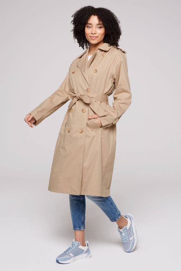 Soccx Trenchcoat mit Bindegürtel dark stone beige Speichern exportieren