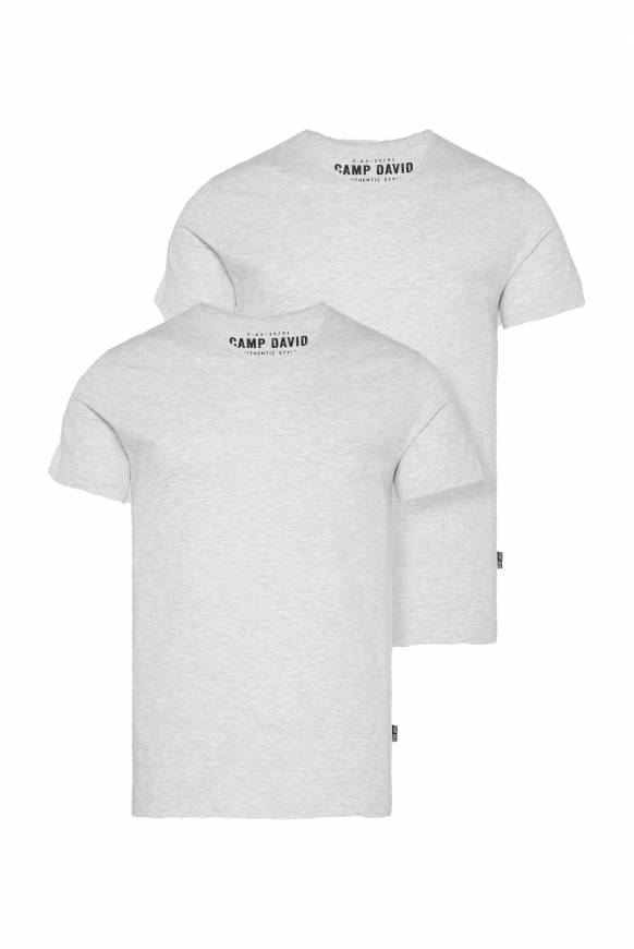 Soccx Basic T-Shirt V-Neck 2er-Pack grey melange Schlussverkauf