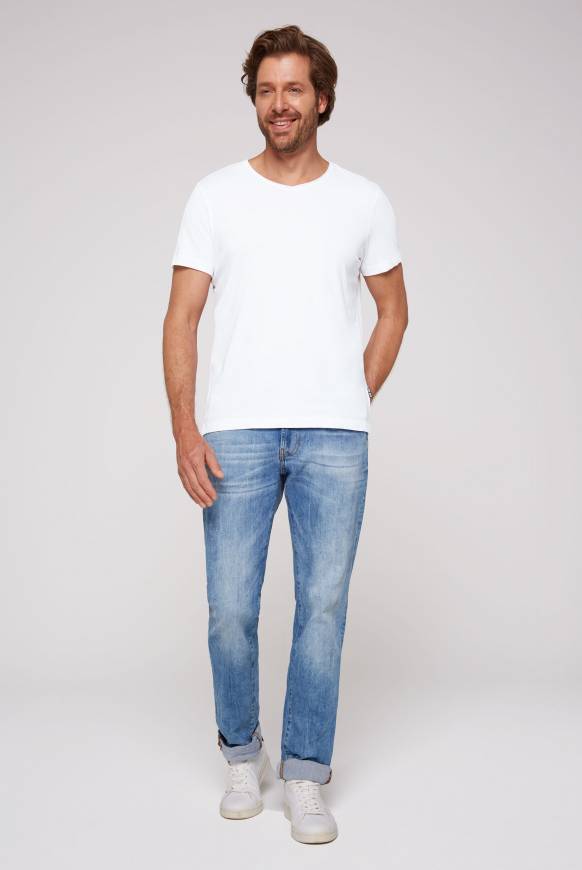 Soccx Basic T-Shirt V-Neck 2er-Pack opticwhite Günstiger Verkauf
