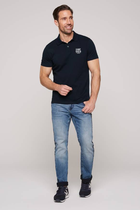 Soccx Basic Pikee-Polo mit Logo-Stickerei blue navy Limitierter Zeitrabatt