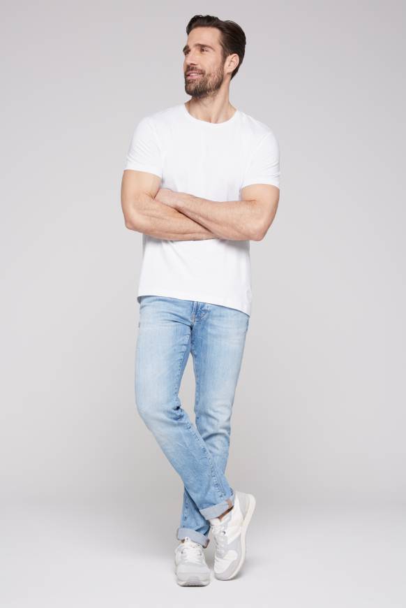 Soccx Basic T-Shirt mit Rundhalsausschnitt, Doppelpack optic white / optic white Rabatt