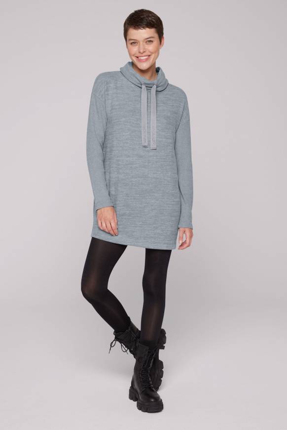 Soccx Meliertes Strickkleid mit Rollkragen cold grey melange Saisonschlussverkauf