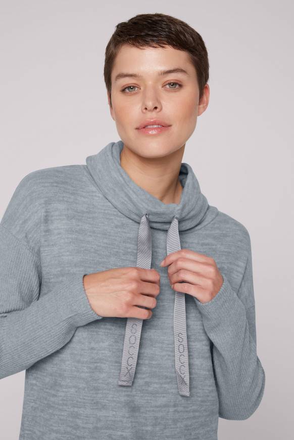 Soccx Meliertes Strickkleid mit Rollkragen cold grey melange Saisonschlussverkauf