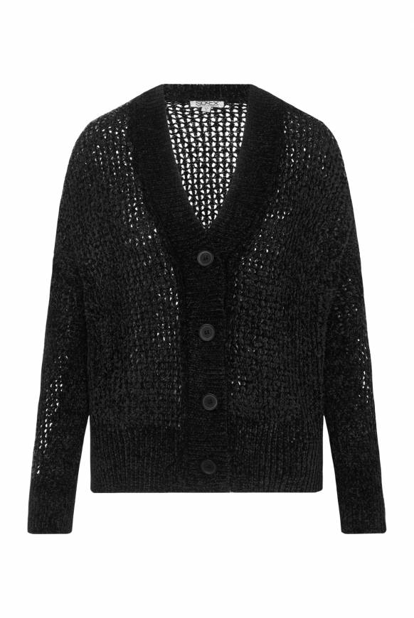 Soccx Chenille-Cardigan mit Strickmuster black Weihnachtsangebot