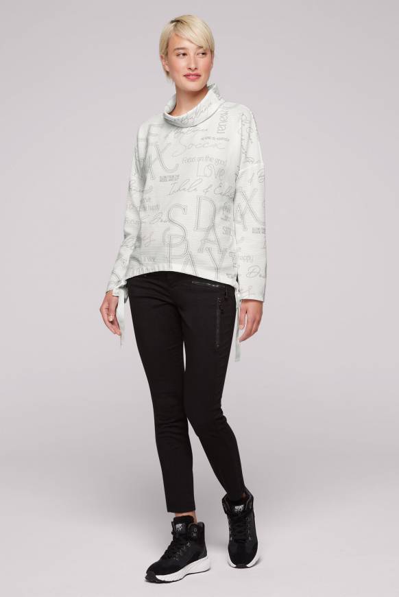 Soccx Strukturiertes Sweatshirt mit All Over Print opticwhite Muttertagsangebot
